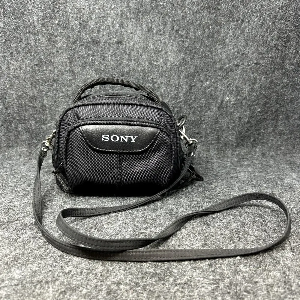 Sony Compact Camera Bag Black Padded Carry Case with Front Pockets & Strap